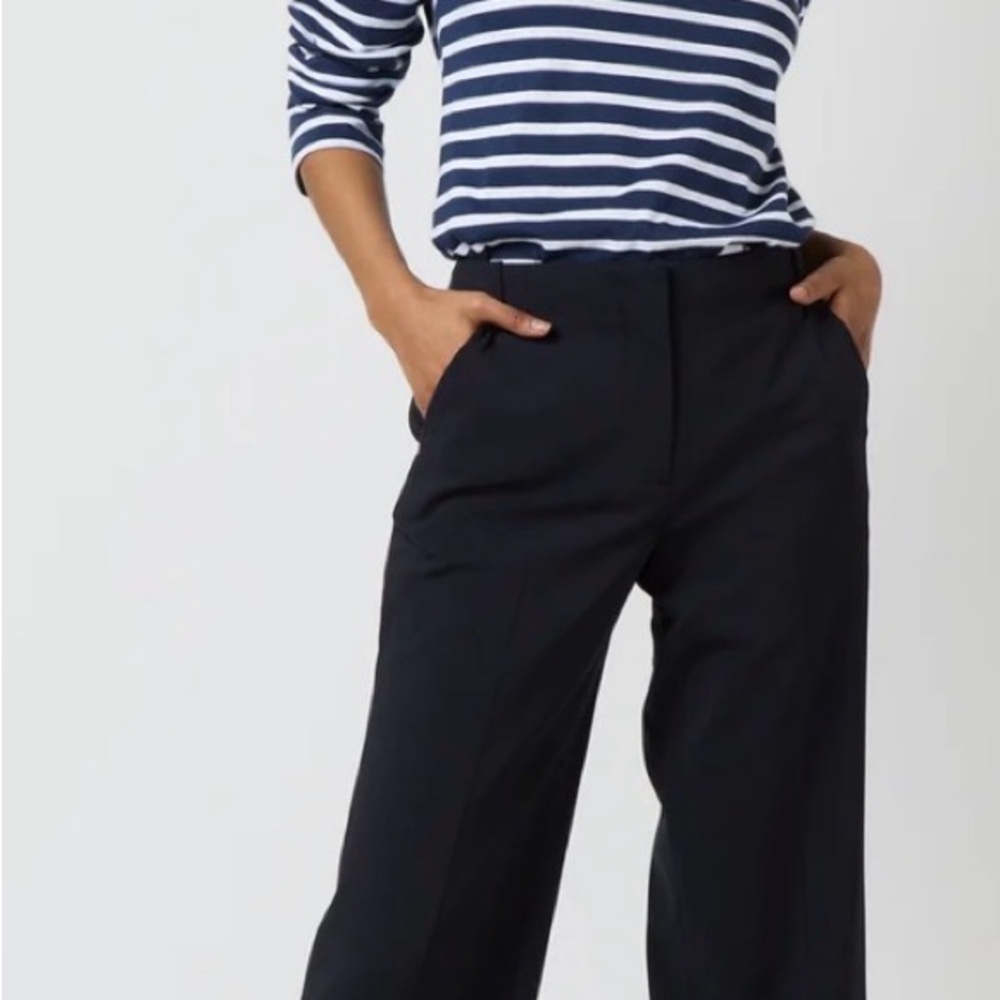 ANN MASHBURN Navy Frankie Wide Leg Trousers